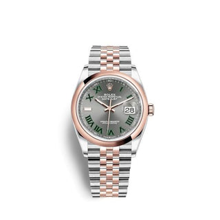 Rolex - 126201-0029  Datejust 36 Stainless Steel / Everose / Domed / Slate - Roman / Jubilee