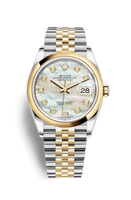 Rolex Datejust 36 Stainless Steel / Yellow Gold / Smooth / Olive Green Roman Diamond / Oyster (126203-0023)