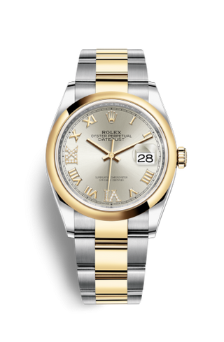 Rolex - 126203-0032  Datejust 36 Stainless Steel / Yellow Gold / Smooth / Silver Roman Diamond / Oyster