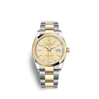 Rolex Datejust 36 Stainless Steel / Yellow Gold / Fluted / Champagne - Palm / Oyster (126203-0040)