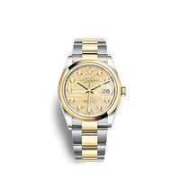 Rolex Datejust 36 Stainless Steel  - Yellow Gold - Domed / Champagne - Palm - Diamond / Jubilee (126203-0044)