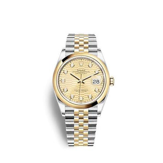 Rolex - 126203-0045  Datejust 36 Stainless Steel  - Yellow Gold - Domed / Champagne - Fluted - Diamond / Jubilee