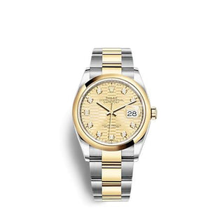 Rolex - 126203-0046  Datejust 36 Stainless Steel  - Yellow Gold - Domed / Champagne - Fluted - Diamond / Oyster