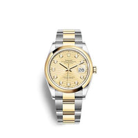 Rolex Datejust 36 Stainless Steel  - Yellow Gold - Domed / Champagne - Fluted - Diamond / Jubilee (126203-0046)