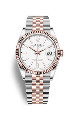 Rolex - 126231-0017  Datejust 36 Stainless Steel / Everose / Fluted / White / Jubilee