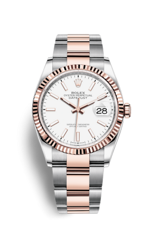 Rolex - 126231-0018  Datejust 36 Stainless Steel / Everose / Fluted / White / Oyster