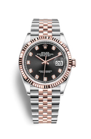 Rolex - 126231-0019  Datejust 36 Stainless Steel / Everose / Fluted / Black Diamond / Jubilee