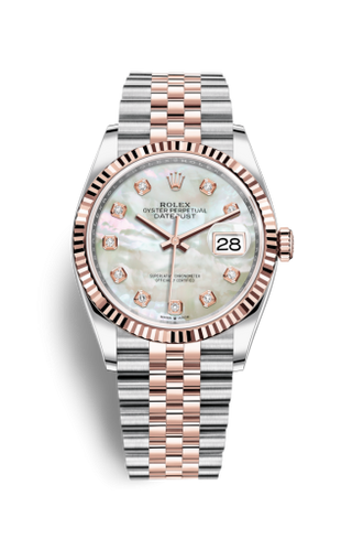 Rolex - 126231-0021  Datejust 36 Stainless Steel / Everose / Fluted / MOP Diamond / Jubilee