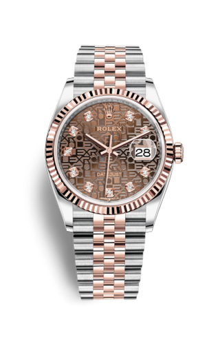 Rolex - 126231-0025  Datejust 36 Stainless Steel / Everose / Fluted / Chocolate Computer / Jubilee