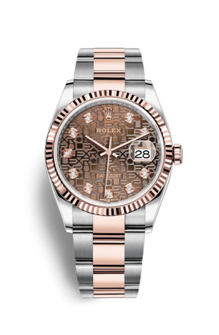 Rolex - 126231-0026  Datejust 36 Stainless Steel / Everose / Fluted / Chocolate Computer / Oyster