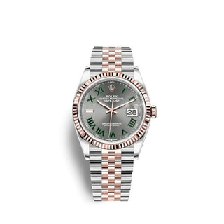 Rolex - 126231-0029  Datejust 36 Stainless Steel / Everose / Fluted / Slate - Roman / Jubilee