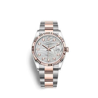 Rolex Datejust 36 Stainless Steel / Everose / Fluted / Silver - Palm - Diamond / Jubilee (126231-0038)