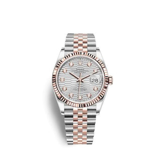 Rolex - 126231-0039  Datejust 36 Stainless Steel / Everose / Fluted / Silver - Fluted - Diamond / Jubilee