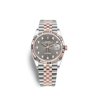 Rolex - 126231-0041  Datejust 36 Stainless Steel / Everose / Fluted / Slate - Fluted - Diamond / Jubilee