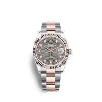 Rolex Datejust 36 Stainless Steel / Everose / Fluted / Silver - Palm - Diamond / Oyster (126231-0042)