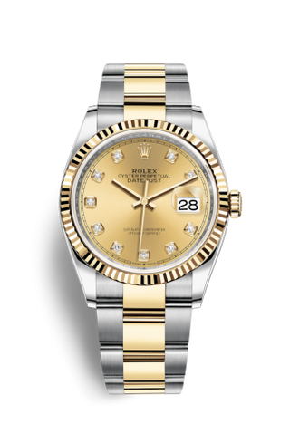 Rolex - 126233-0018  Datejust 36 Stainless Steel / Yellow Gold / Fluted / Champagne Diamond / Oyster