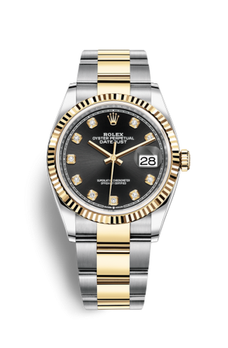 Rolex - 126233-0022  Datejust 36 Stainless Steel / Yellow Gold / Fluted / Black Diamond / Oyster