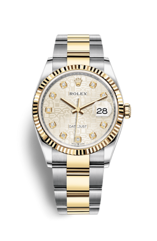 Rolex - 126233-0028  Datejust 36 Stainless Steel / Yellow Gold / Fluted / Silver Computer / Oyster