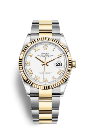 Rolex - 126233-0030  Datejust 36 Stainless Steel / Yellow Gold / Fluted / White Roman / Oyster