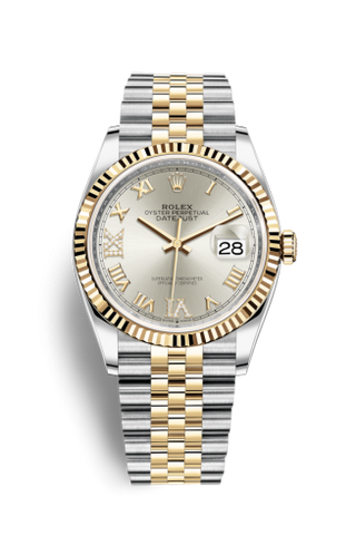 Rolex - 126233-0031  Datejust 36 Stainless Steel / Yellow Gold / Fluted / Silver Roman Diamond / Jubilee