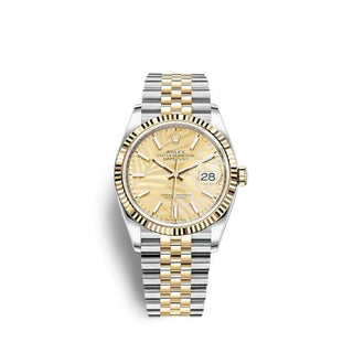 Rolex - 126233-0037  Datejust 36 Stainless Steel / Yellow Gold / Fluted / Champagne - Palm / Jubilee