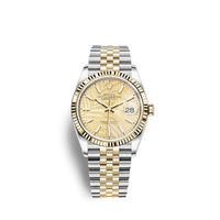 Rolex Datejust 36 Stainless Steel / Yellow Gold / Fluted / Champagne Computer / Oyster (126233-0037)