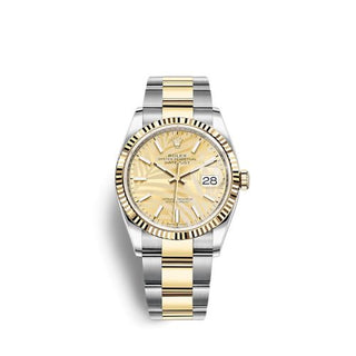 Rolex - 126233-0038  Datejust 36 Stainless Steel / Yellow Gold / Fluted / Champagne - Palm / Oyster