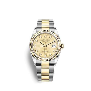 Rolex - 126233-0046  Datejust 36 Stainless Steel  - Yellow Gold - Fluted / Champagne - Fluted - Diamond / Oyster