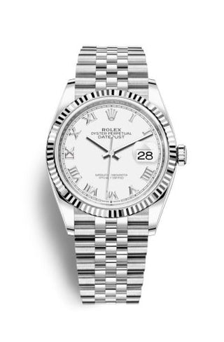 Rolex - 126234-0025  Datejust 36 Stainless Steel / Fluted / White Roman / Jubilee