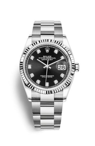 Rolex - 126234-0028  Datejust 36 Stainless Steel / Fluted / Black-Diamond / Oyster