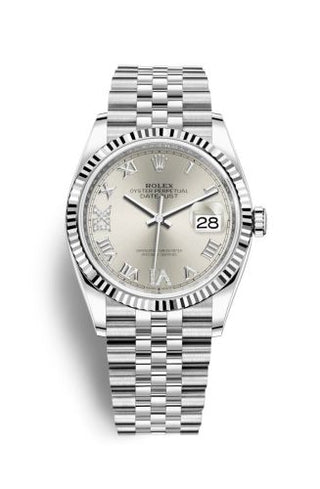 Rolex - 126234-0029  Datejust 36 Stainless Steel / Fluted / Silver Roman-Diamonds / Jubilee