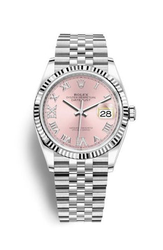 Rolex - 126234-0031  Datejust 36 Stainless Steel / Fluted / Pink Roman-Diamonds / Jubilee