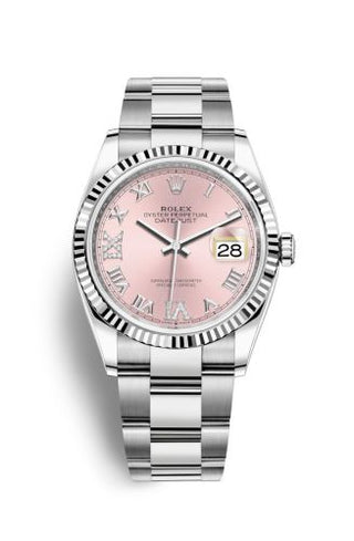 Rolex - 126234-0032  Datejust 36 Stainless Steel / Fluted / Pink Roman-Diamonds / Oyster