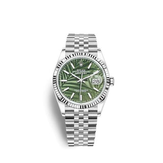 Rolex - 126234-0047  Datejust 36 Stainless Steel / Fluted / Green - Palm / Jubilee