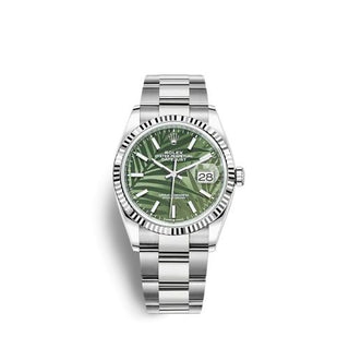 Rolex - 126234-0048  Datejust 36 Stainless Steel / Fluted / Green - Palm / Oyster