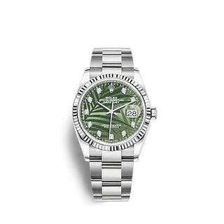 Rolex - 126234-0056  Datejust 36 Stainless Steel - Fluted / Green - Palm - Diamond / Oyster