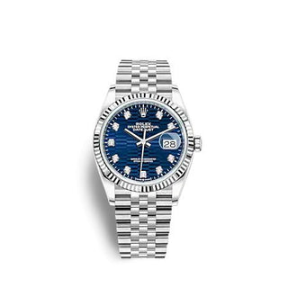 Rolex - 126234-0057  Datejust 36 Stainless Steel - Fluted / Blue - Fluted - Diamond / Jubilee