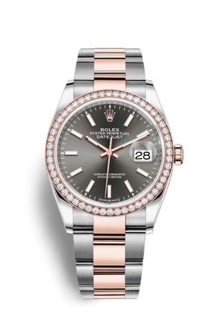 Rolex - 126281RBR-0002  Datejust 36 Stainless Steel / Everose / Diamond / Slate  / Oyster