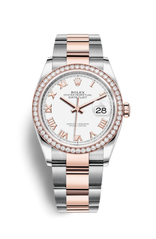 Rolex - 126281RBR-0004  Datejust 36 Stainless Steel / Everose / Diamond / White Roman / Oyster