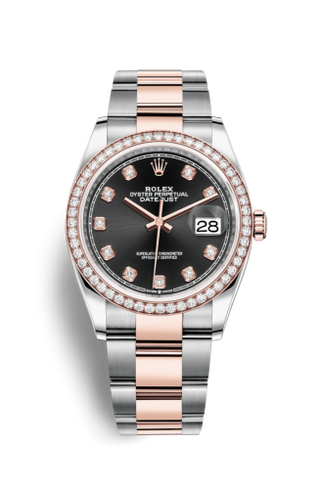 Rolex - 126281RBR-0008  Datejust 36 Stainless Steel / Everose / Diamond / Black Diamond / Oyster