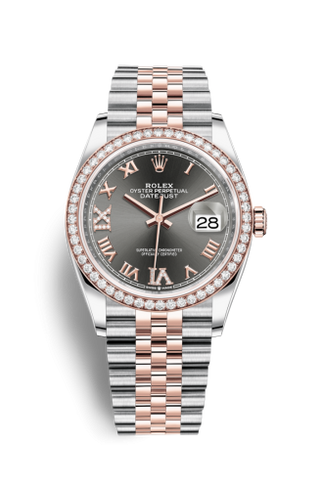 Rolex - 126281RBR-0011  Datejust 36 Stainless Steel / Everose / Diamond / Slate Roman Diamond / Jubilee