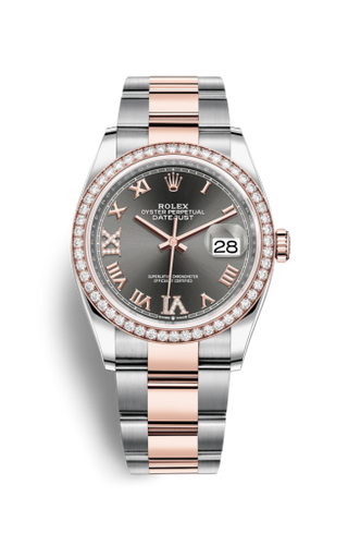 Rolex - 126281RBR-0012  Datejust 36 Stainless Steel / Everose / Diamond / Slate  Roman Diamond / Oyster