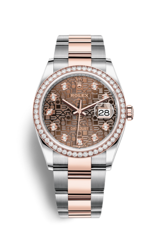 Rolex - 126281RBR-0014  Datejust 36 Stainless Steel / Everose / Diamond / Chocolate Computer / Oyster