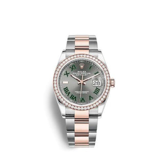 Rolex - 126281RBR-0018  Datejust 36 Stainless Steel / Everose / Diamond / Slate -  Roman / Oyster