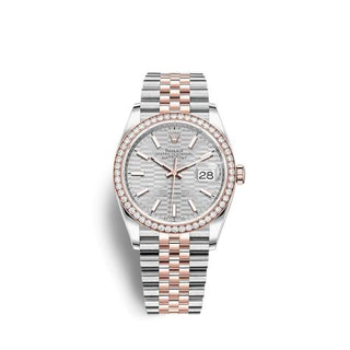 Rolex - 126281RBR-0021  Datejust 36 Stainless Steel / Everose / Diamond / Silver - Fluted / Jubilee