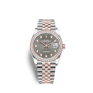 Rolex - 126281RBR-0029  Datejust 36 Stainless Steel / Everose / Diamond / Slate - Fluted - Diamond / Jubilee