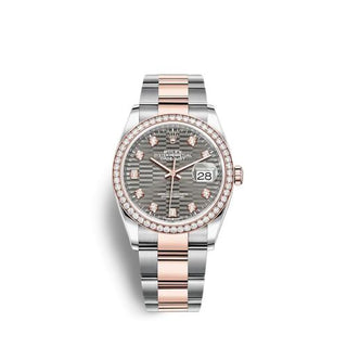 Rolex - 126281RBR-0030  Datejust 36 Stainless Steel / Everose / Diamond / Slate - Fluted - Diamond / Oyster