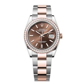 Rolex - 126281RBR-0032  Datejust 36 Stainless Steel - Everose -  Diamond / Chocolate / Oyster