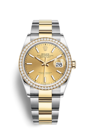 Rolex - 126283RBR-0002  Datejust 36 Stainless Steel / Yellow Gold / Diamond / Champagne / Oyster