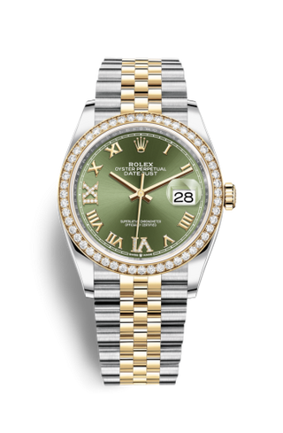 Rolex - 126283RBR-0011  Datejust 36 Stainless Steel / Yellow Gold / Diamond / Olive Green Roman Diamond / Jubilee